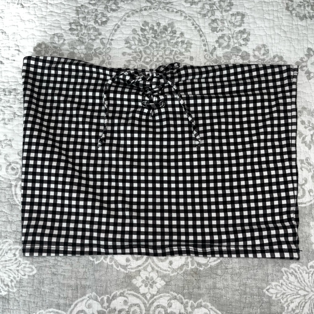 Me to We Checkered Tube Top